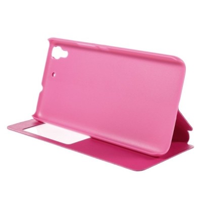 Huawei Y6 rozs atvēramais Smart Window ādas maciņš / Vacins.lv