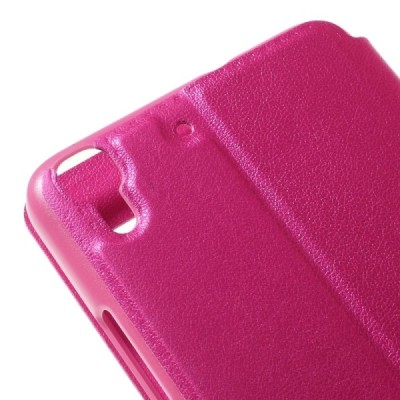 Huawei Y6 rozs atvēramais Smart Window ādas maciņš / Vacins.lv