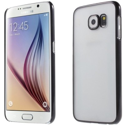 Samsung Galaxy S6 (G920) plastikinis skaidrus permatomas juodas dėklas / Priedai.lt