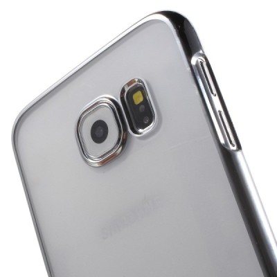 Samsung Galaxy S6 (G920) plastikinis skaidrus permatomas sidabrinis dėklas / Priedai.lt
