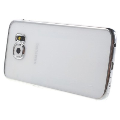 Samsung Galaxy S6 (G920) plastikinis skaidrus permatomas sidabrinis dėklas / Priedai.lt