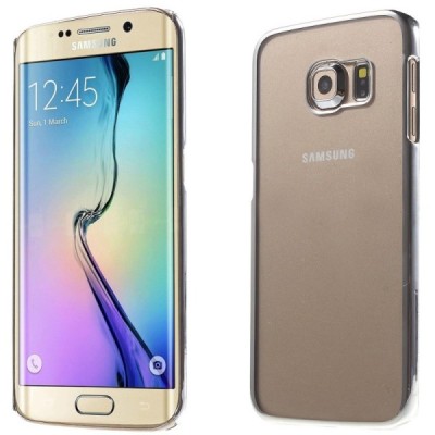Samsung Galaxy S6 Edge (G925) plastikinis skaidrus permatomas sidabrinis dėklas / Priedai.lt