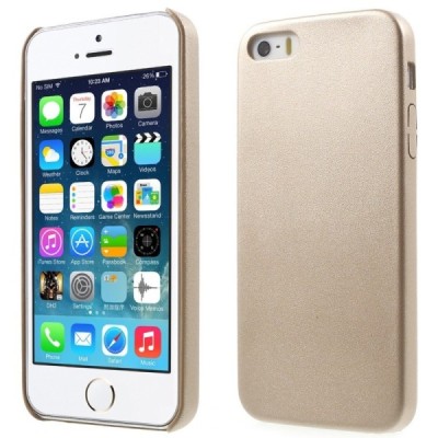 Apple iPhone SE (5, 5s) auksinis odinis Slim Leather itin plonas dėklas - nugarėlė / Priedai.lt