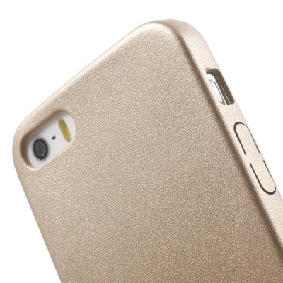 Apple iPhone SE (5, 5s) auksinis odinis Slim Leather itin plonas dėklas - nugarėlė / Priedai.lt