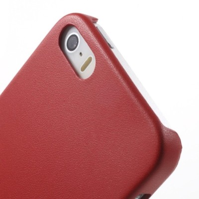 Apple iPhone SE (5, 5s) raudonas odinis Slim Leather itin plonas dėklas - nugarėlė / Priedai.lt