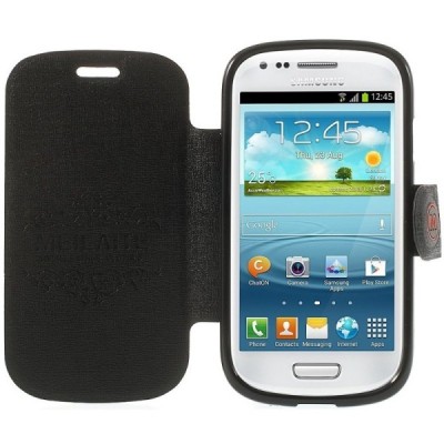 „Meilate“ atverčiamas juodas Samsung Galaxy S3 Mini dėklas (Dėkliukas) / Priedai.lt