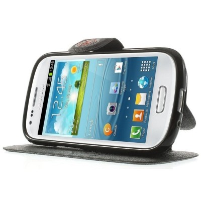 „Meilate“ atverčiamas juodas Samsung Galaxy S3 Mini dėklas (Dėkliukas) / Priedai.lt