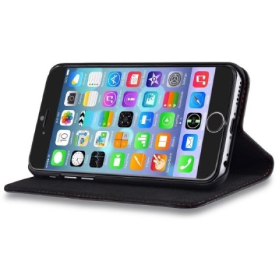 Prabangus „Comma“ odinis atverčiamas juodas Apple iPhone 6 Plus (6s Plus) dėklas / Priedai.lt