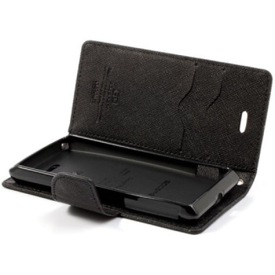 Sony Xperia J „Mercury“ atvērams brūns/melns ādas futrālis - maciņš / Vacins.lv