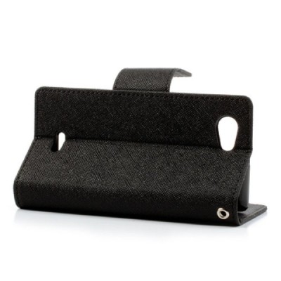 Sony Xperia J „Mercury“ atvērams brūns/melns ādas futrālis - maciņš / Vacins.lv