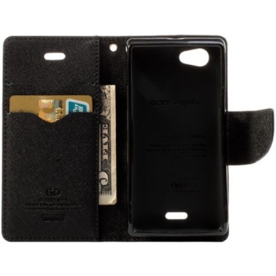 Sony Xperia J „Mercury“ atvērams brūns/melns ādas futrālis - maciņš / Vacins.lv