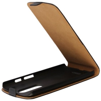 Motorola Moto X Force klasisks ādas vertikāli atvēramais melns maciņš / Vacins.lv