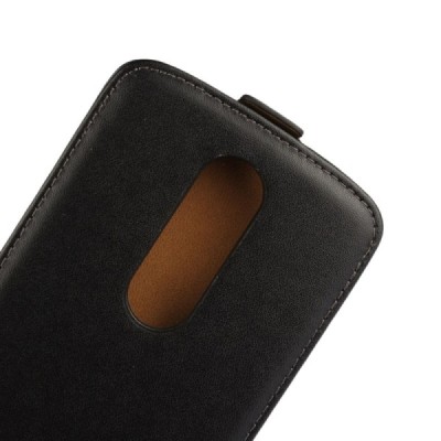 Motorola Moto X Force klasisks ādas vertikāli atvēramais melns maciņš / Vacins.lv