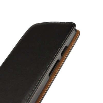 Motorola Moto X Force klasisks ādas vertikāli atvēramais melns maciņš / Vacins.lv