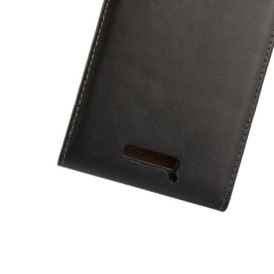 Motorola Moto X Force klasisks ādas vertikāli atvēramais melns maciņš / Vacins.lv