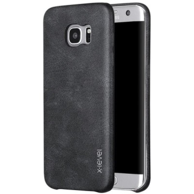 „X-Level“ Vintage Samsung Galaxy S7 Edge G935F melns ādas apvalks / Vacins.lv