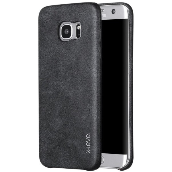 „X-Level“ Vintage ādas apvalks - melns (Galaxy S7 Edge)