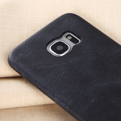 „X-Level“ Vintage Samsung Galaxy S7 Edge G935F melns ādas apvalks / Vacins.lv