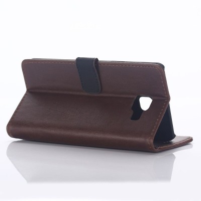 Samsung Galaxy A5 2016 (A510F) atvēramais ādas tumši brūns retro maciņš (maks) / Vacins.lv