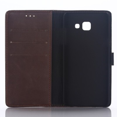 Samsung Galaxy A5 2016 (A510F) atvēramais ādas tumši brūns retro maciņš (maks) / Vacins.lv