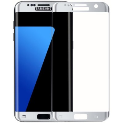 Samsung Galaxy S7 Edge (G935) „Amorus“ 9H Tempered Glass sustiprintos apsaugos sidabrinis pilnai dengiantis apsauginis ekrano st