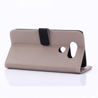 LG G5 (H850) atverčiamas smėlio (dramblio kaulo) spalvos odinis retro dėklas - piniginė / Priedai.lt