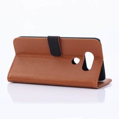 LG G5 (H850) atverčiamas šviesiai rudas odinis retro dėklas - piniginė / Priedai.lt