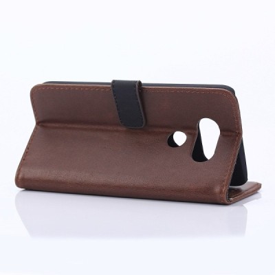 LG G5 (H850) atverčiamas tamsiai rudas odinis retro dėklas - piniginė / Priedai.lt