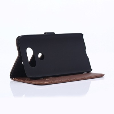 LG G5 (H850) atverčiamas tamsiai rudas odinis retro dėklas - piniginė / Priedai.lt