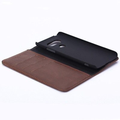 LG G5 (H850) atverčiamas tamsiai rudas odinis retro dėklas - piniginė / Priedai.lt