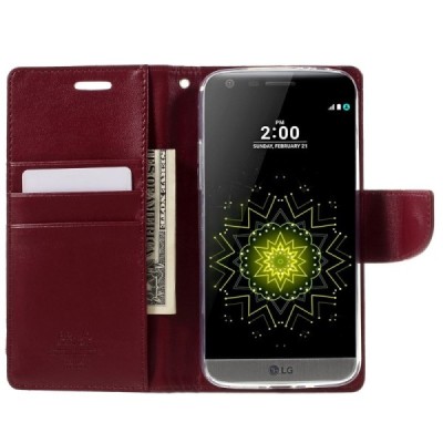 „Mercury“ Bravo Diary atverčiamas LG G5 bordo odinis dėklas - piniginė / Priedai.lt