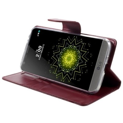 „Mercury“ Bravo Diary atverčiamas LG G5 bordo odinis dėklas - piniginė / Priedai.lt