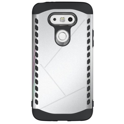 Sustiprintos apsaugos LG G5 H850 sidabrinis kieto silikono (TPU) ir plastiko dėklas / Priedai.lt