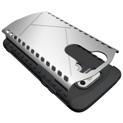 Sustiprintos apsaugos LG G5 H850 sidabrinis kieto silikono (TPU) ir plastiko dėklas / Priedai.lt