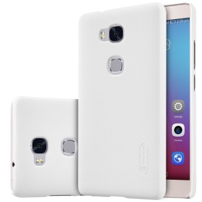 Huawei Honor 5X Nillkin Frosted Shield baltas plastikinis dėklas + apsauginė ekrano plėvelė / Priedai.lt