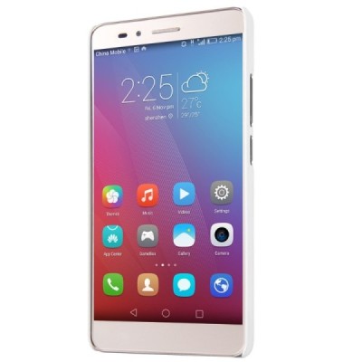 Huawei Honor 5X Nillkin Frosted Shield baltas plastikinis dėklas + apsauginė ekrano plėvelė / Priedai.lt