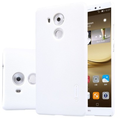 Huawei Mate 8 Nillkin Frosted Shield baltas plastikinis dėklas + apsauginė ekrano plėvelė / Priedai.lt