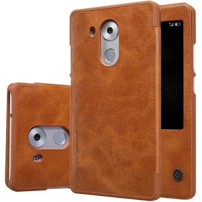 Prabangus „Nillkin“ Qin serijos rudas odinis atverčiamas Huawei Mate 8 dėklas - knygutė / Priedai.lt