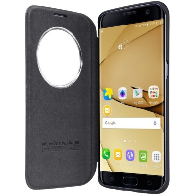 Prabangus „Nillkin“ Qin serijos juodas odinis atverčiamas Samsung Galaxy S7 Edge (G935) dėklas / Priedai.lt