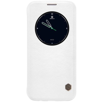 Prabangus „Nillkin“ Qin serijos baltas odinis atverčiamas Samsung Galaxy S7 Edge (G935) dėklas / Priedai.lt