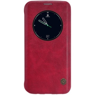 Greznais „Nillkin“ Qin sērijas ādas atvērams sarkans Samsung Galaxy S7 Edge (G935) maciņš / Vacins.lv