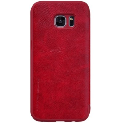 Prabangus „Nillkin“ Qin serijos raudonas odinis atverčiamas Samsung Galaxy S7 Edge (G935) dėklas / Priedai.lt