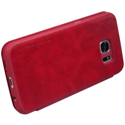 Prabangus „Nillkin“ Qin serijos raudonas odinis atverčiamas Samsung Galaxy S7 Edge (G935) dėklas / Priedai.lt