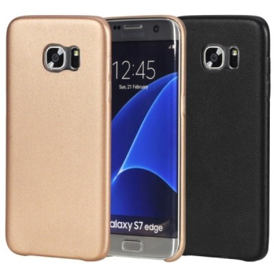 Samsung Galaxy S7 Edge (G935) „Rock“ Slim Leather melns ādas apvalks / Vacins.lv