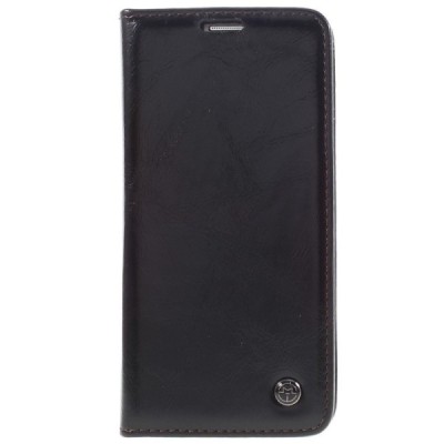 Samsung Galaxy S7 Edge (G935) „CaseMe“ solīds atvēramais ādas melns maciņš - maks / Vacins.lv