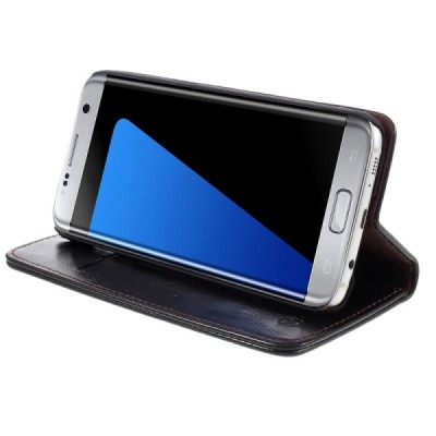 Samsung Galaxy S7 Edge (G935) „CaseMe“ solīds atvēramais ādas melns maciņš - maks / Vacins.lv