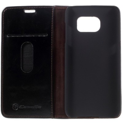 Samsung Galaxy S7 Edge (G935) „CaseMe“ solīds atvēramais ādas melns maciņš - maks / Vacins.lv
