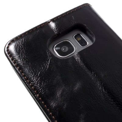 Samsung Galaxy S7 Edge (G935) „CaseMe“ solīds atvēramais ādas melns maciņš - maks / Vacins.lv