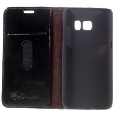 Samsung Galaxy S7 (G930) „CaseMe“ solidus atverčiamas juodas odinis dėklas - knygutė / Priedai.lt