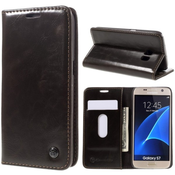 „CaseMe“ solīds atvēramais ādas maciņš - brūns (Galaxy S7)